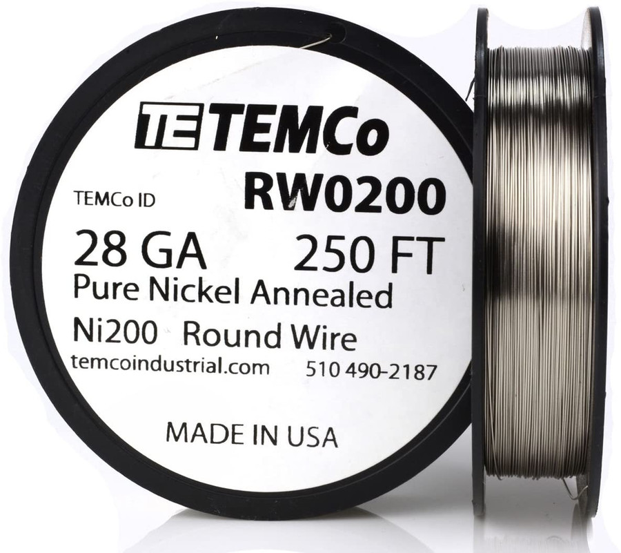 Pure Nickel Wire 28 AWG RW0200 - 250 Ft 1.9144 oz Nickel 200 Ni200 Non-Resistance