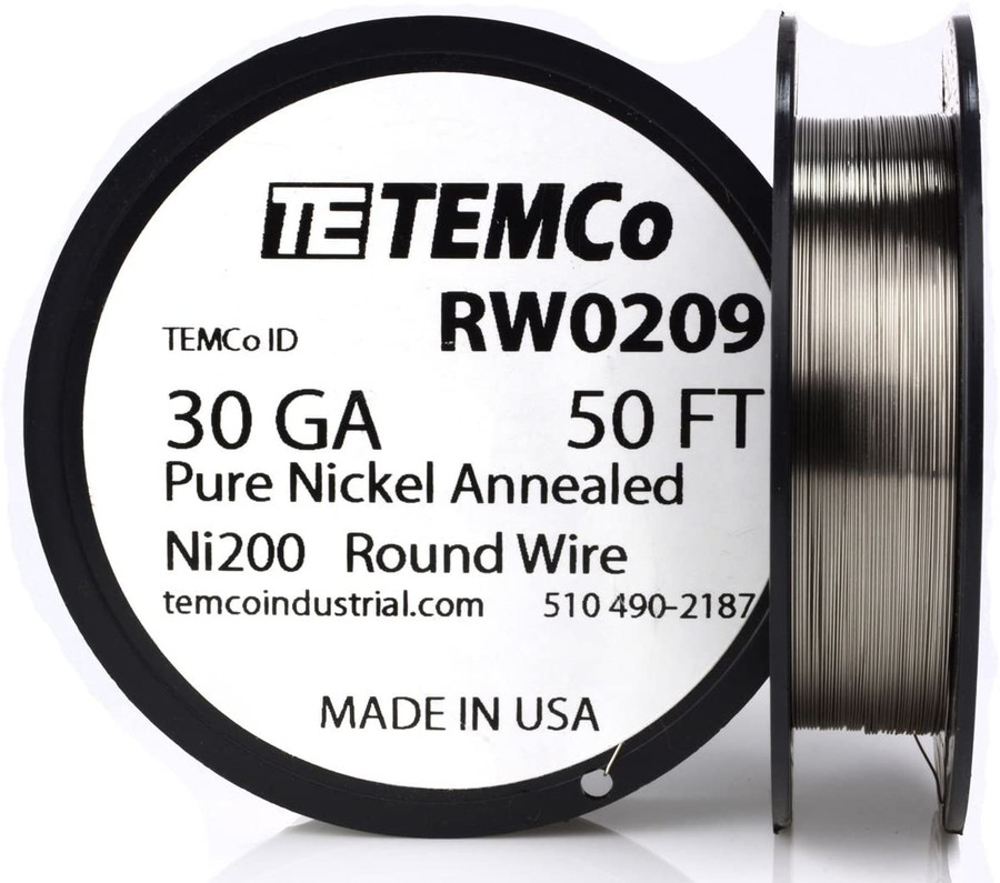 Pure Nickel Wire 30 AWG RW0209 - 50 Ft 0.24112 oz Nickel 200 Ni200 Non-Resistance