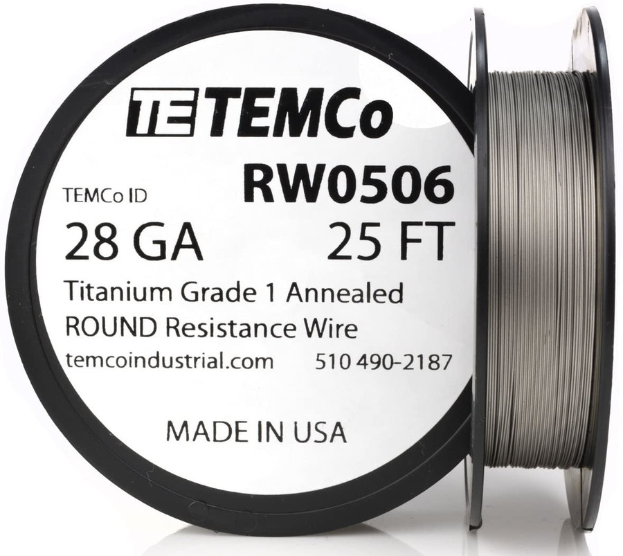 Titanium Wire 28 AWG RW0506 - 25 FT 0.1 oz Surgical Grade 1 Non-Resistance AWG