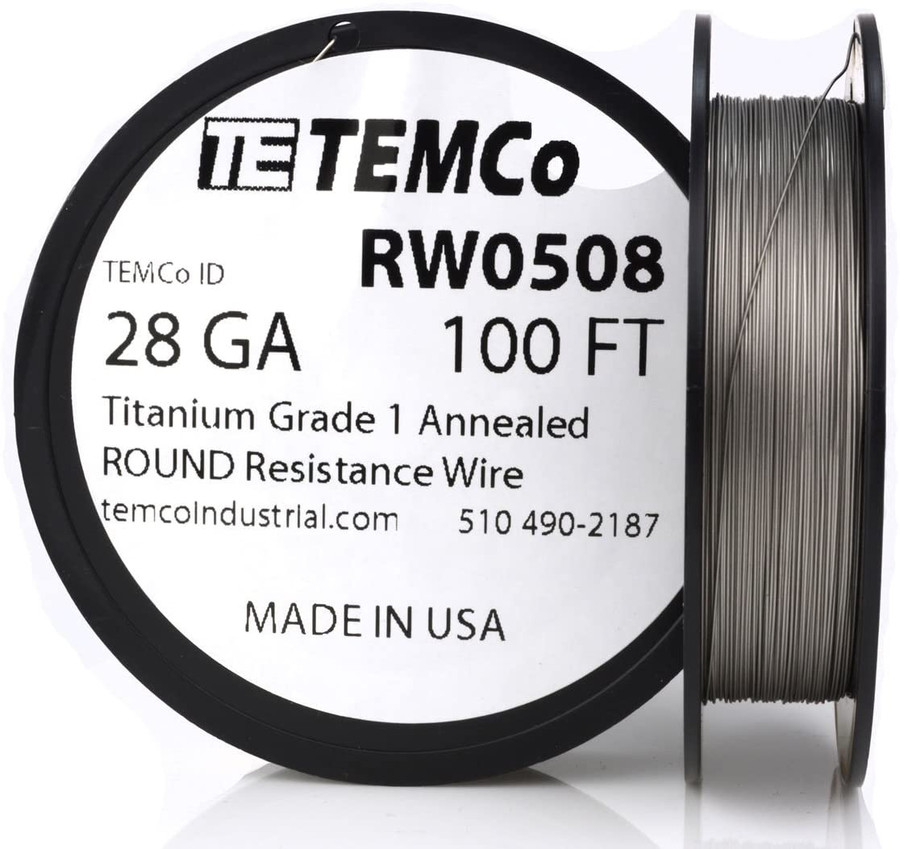 Titanium Wire 28 AWG RW0508 - 100 FT 0.39 oz Surgical Grade 1 Non-Resistance AWG
