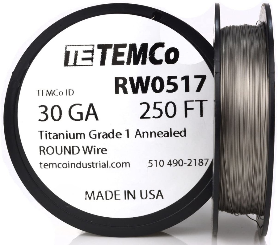 Titanium Wire 30 AWG RW0517 - 250 FT 0.61 oz Surgical Grade 1 Non-Resistance AWG