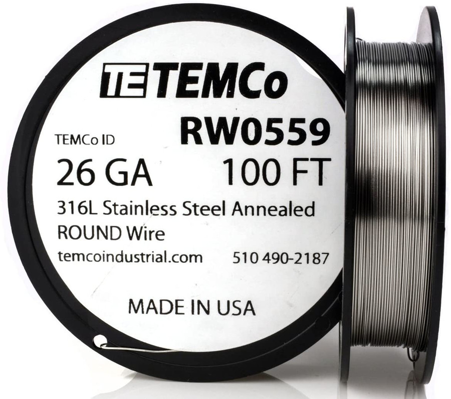 Stainless Steel Wire 26 AWG RW0559 - 100 FT 1.09 oz SS 316L Non-Resistance AWG