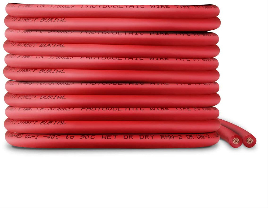 8 AWG Solar Panel Wire SW0083 - 250 ft - UL 4703 Power Cable Red - Made in USA