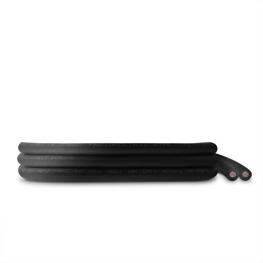8 AWG Solar Panel Wire SW0087 - 15 ft - UL 4703 Power Cable Black - Made in USA
