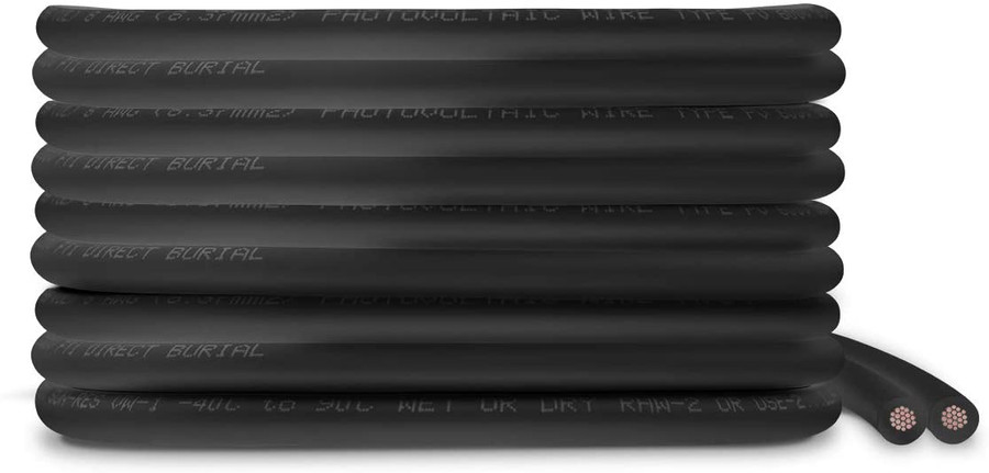 8 AWG Solar Panel Wire SW0098 - 125 ft - UL 4703 Power Cable Black - Made in USA