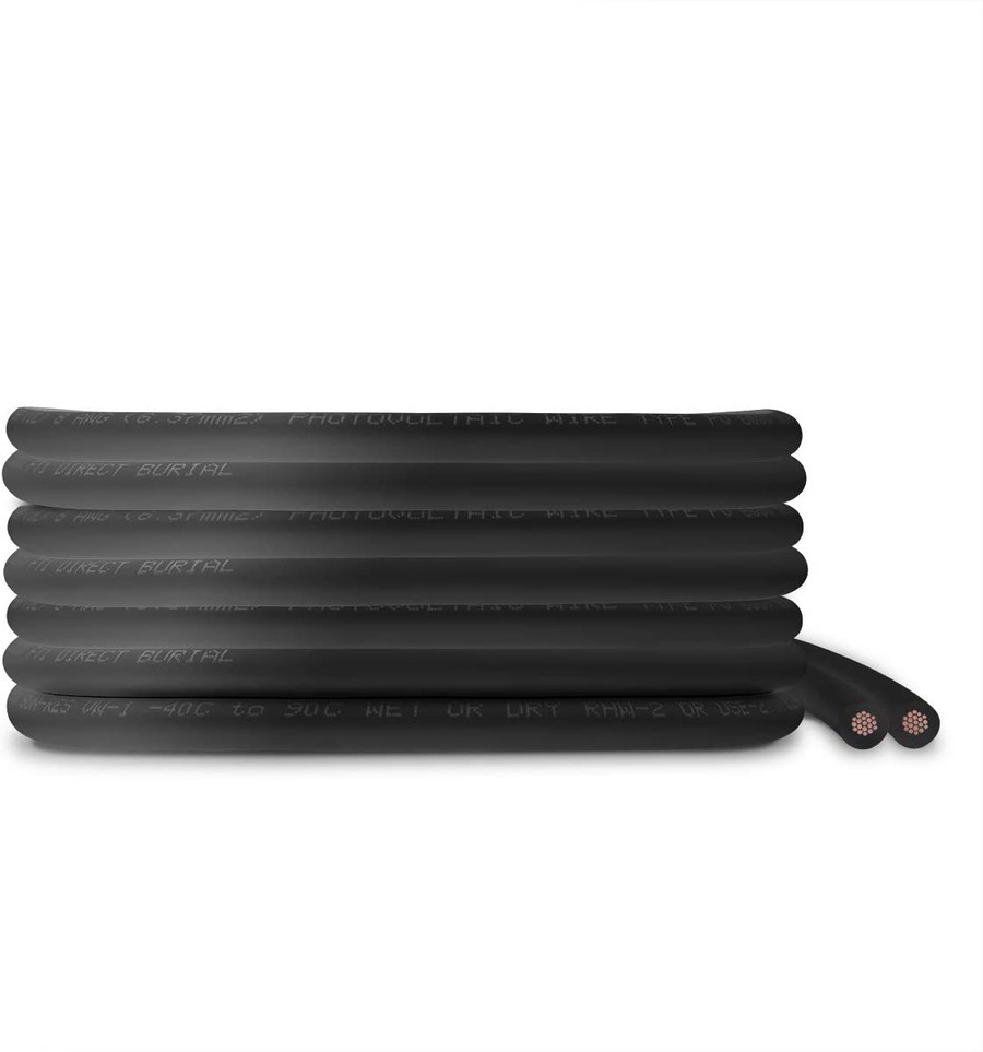 8 AWG Solar Panel Wire SW0099 - 150 ft - UL 4703 Power Cable Black - Made in USA