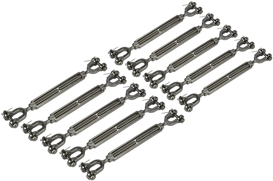 5/16" Jaw and Jaw Turnbuckle Open Body 316 Stainless Steel for Sailboat Rigging (10 Pcs)