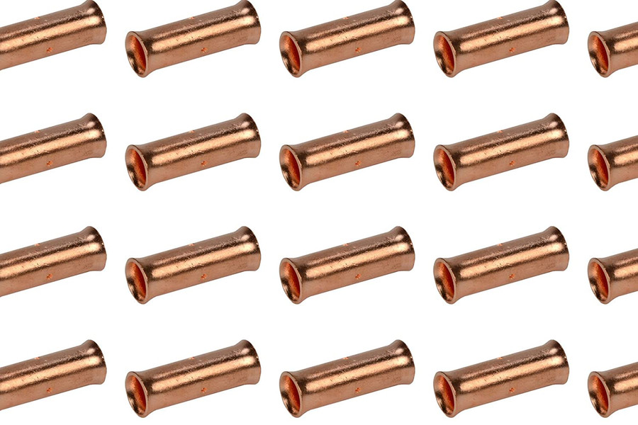 2 AWG Bare Copper Butt Splice Connector - 25 Pack