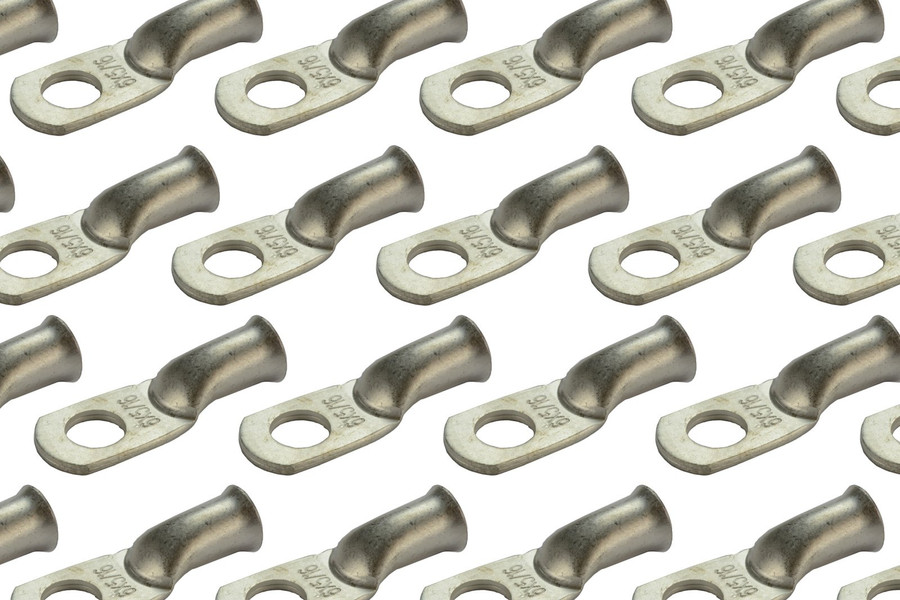 Tin Plated Copper Ring Terminal - 6 AWG, 5/16" Hole (25 Pack)