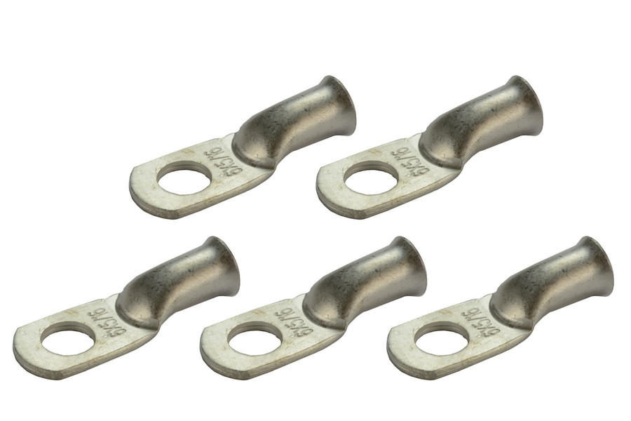Tin Plated Copper Ring Terminal - 6 AWG, 3/8" Hole (5 Pack)