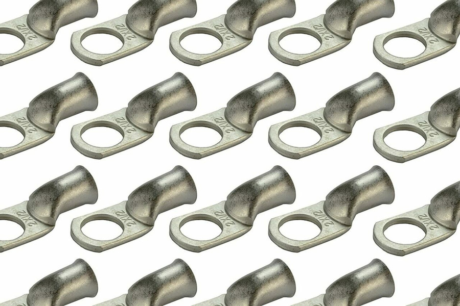 Tin Plated Copper Ring Terminal - 2 AWG, 1/2" Hole (100 Pack)