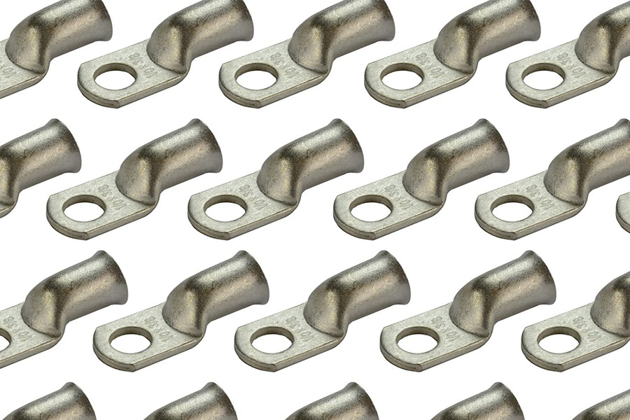 Tin Plated Copper Ring Terminal - 1/0 AWG, 3/8" Hole (25 Pack)