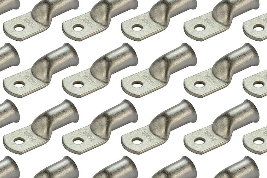 Tin Plated Copper Ring Terminal - 2/0 AWG, 1/4" Hole (25 Pack)