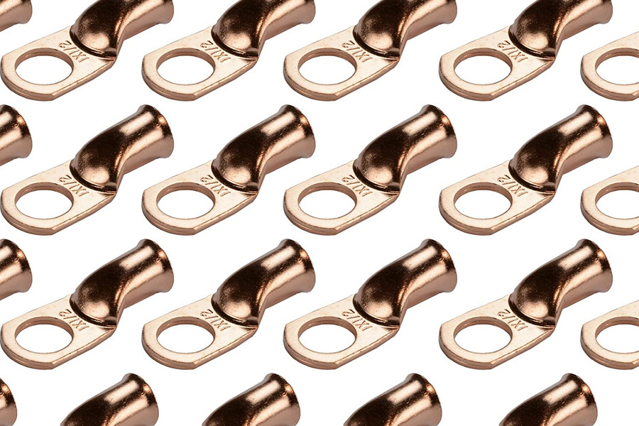 Bare Copper Ring Terminal - 1 AWG, 1/2" Hole (25 Pack)