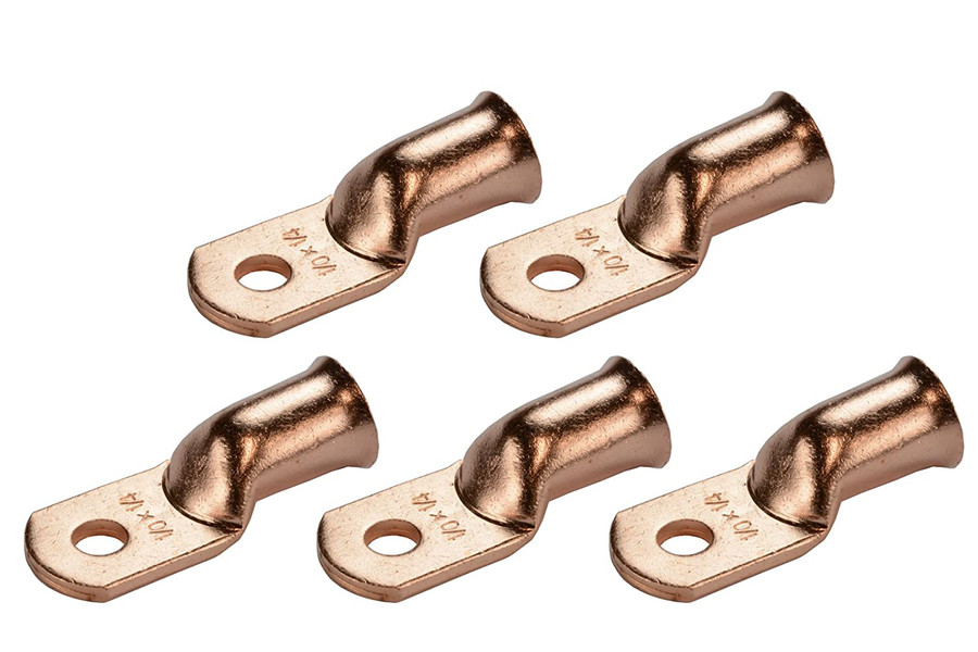 Bare Copper Ring Terminal - 1/0 AWG, 1/4" Hole (5 Pack)