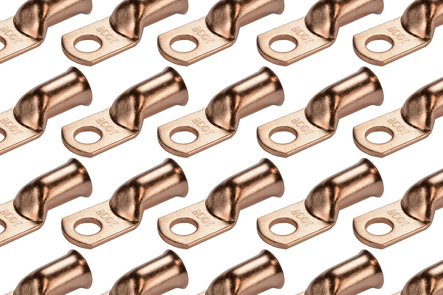 Bare Copper Ring Terminal - 2/0 AWG, 3/8" Hole (25 Pack)