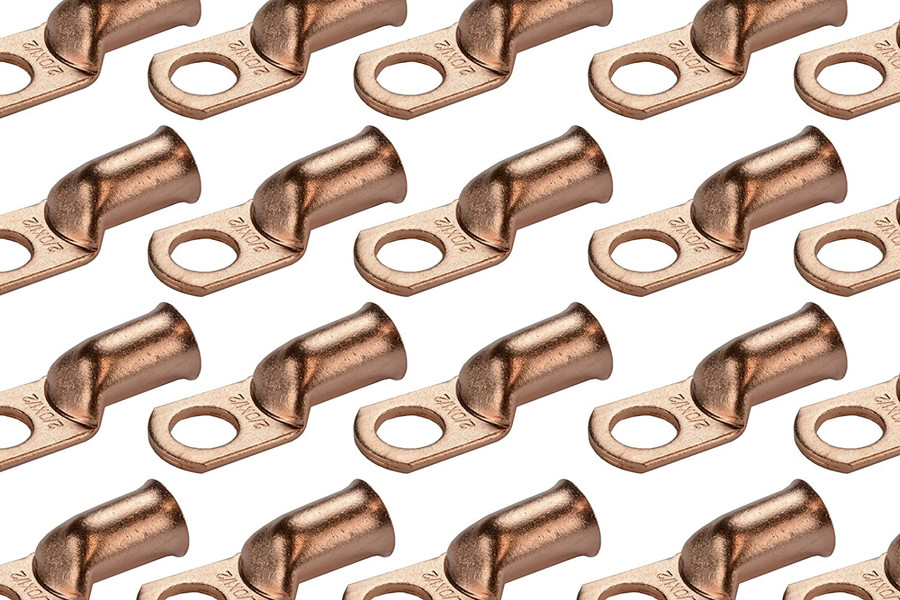 Bare Copper Ring Terminal - 2/0 AWG, 1/2" Hole (25 Pack)