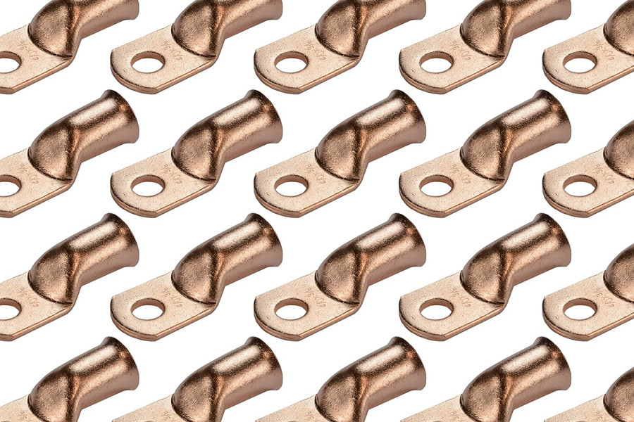 Bare Copper Ring Terminal - 4/0 AWG, 3/8" Hole (25 Pack)