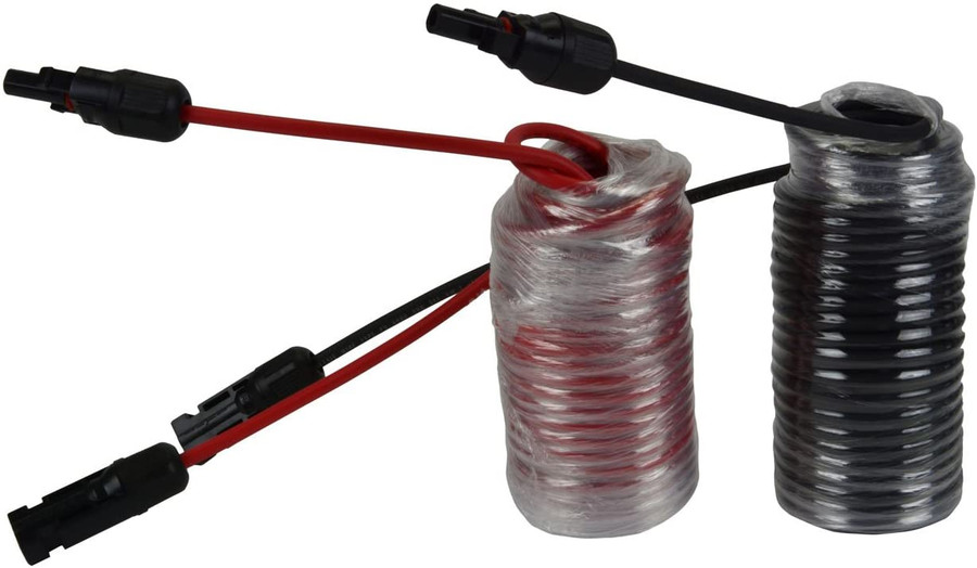 12 AWG Solar Wire Extension 20 Ft Black + 20 Ft Red with Staubli MC4 Connectors - Made in USA
