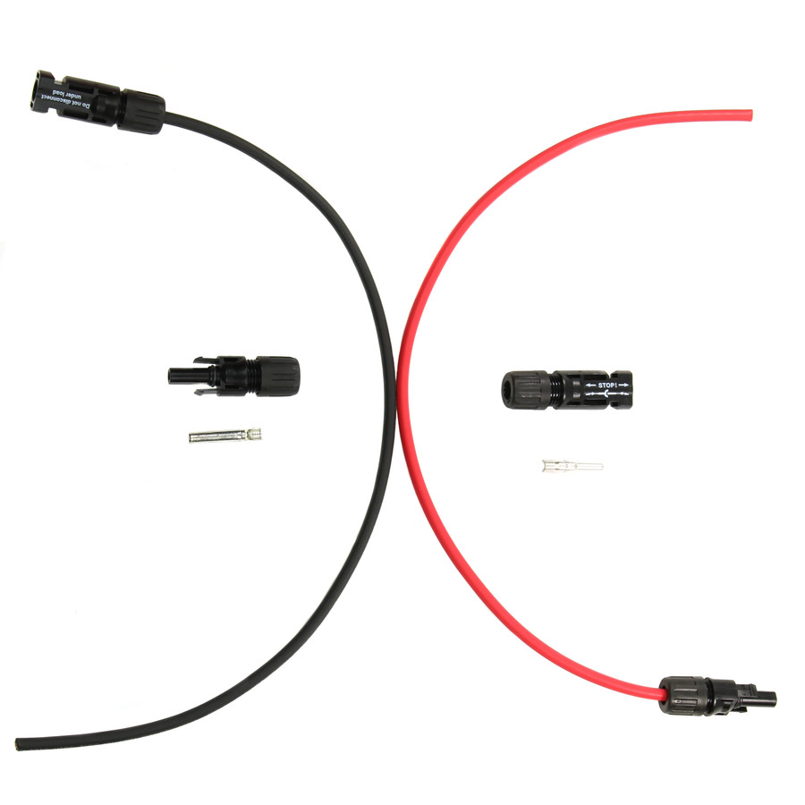 TEMCo 10 AWG Solar Wire Extension Cable, 1 Ft Red + 1 Ft Black, Staubli MC4 Connectors Pre-Installed on One End