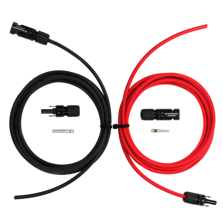 TEMCo 12 AWG Solar Wire Extension Cable, 5 Ft Red + 5 Ft Black, Staubli MC4 Connectors Pre-Installed on One End