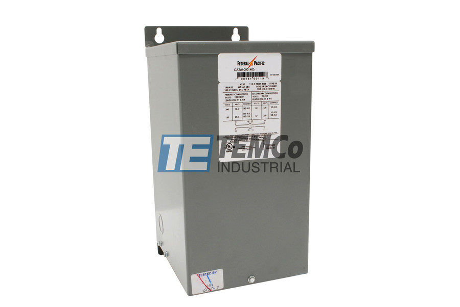 Federal Pacific - K1XGF16-1.5 - 1 Phase - 120x240 Volts Primary - 16/32 Volts Secondary - 1.5 kVA - Buck Boost Transformer - 60 Hz - Copper - NEMA 3R