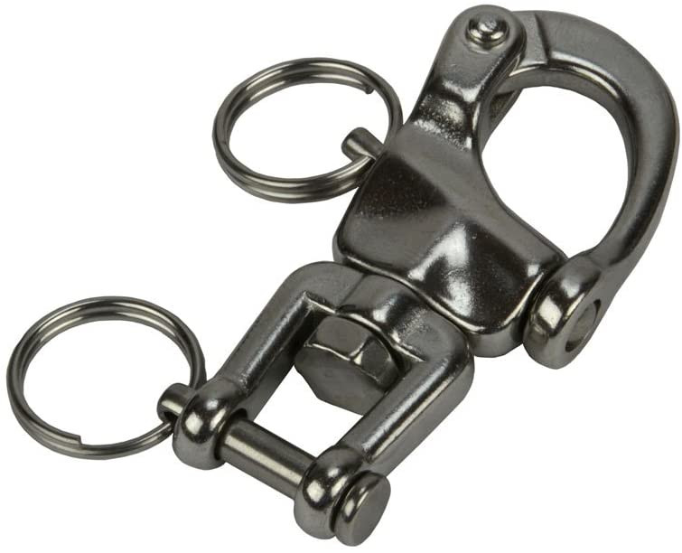 3-1/2" Jaw Swivel Snap Shackle 316 Stainless Steel for Sailboat Spinnaker Halyard