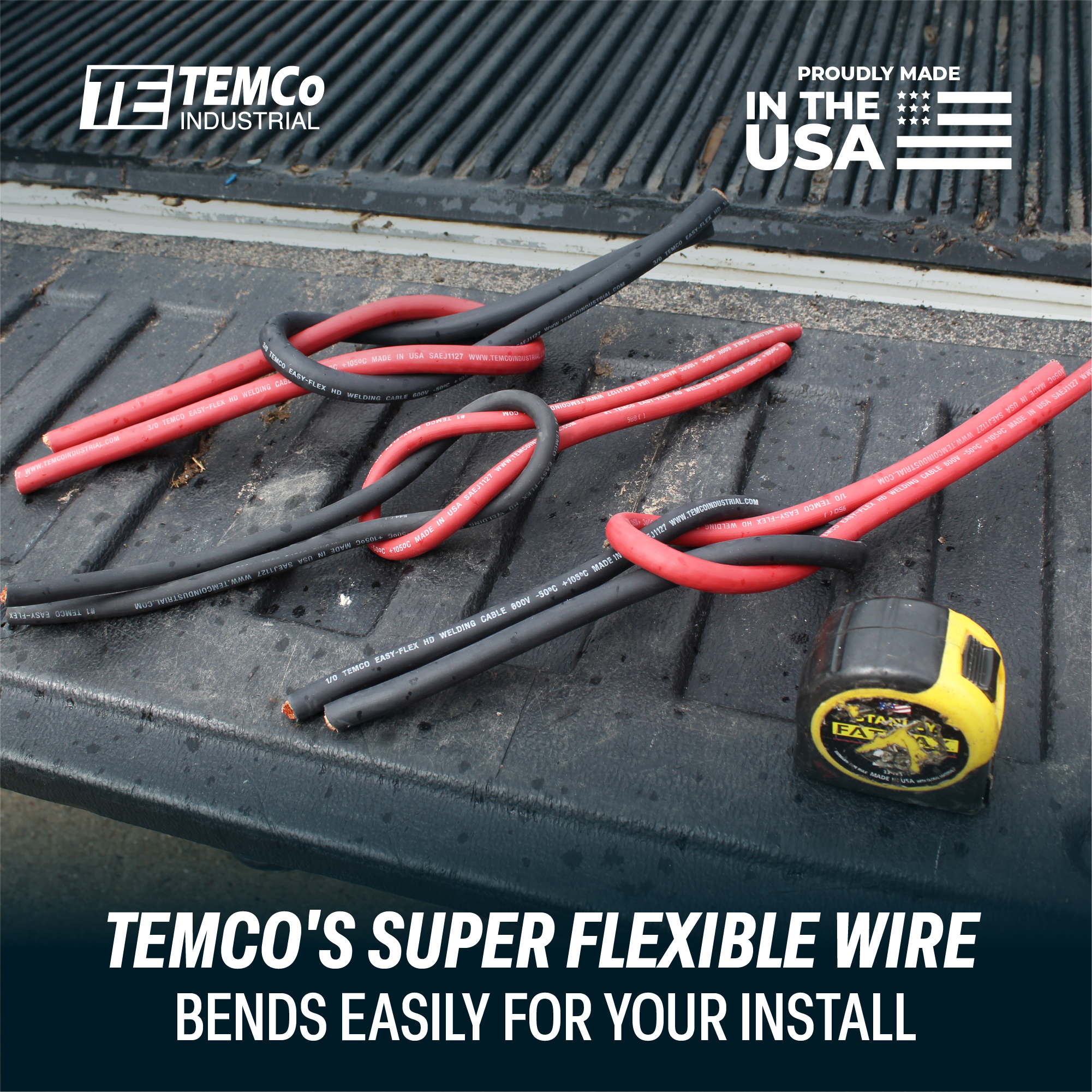 thumbnail image 2 of TEMCo 4/0 Gauge 25ft Red Flexible Copper Welding Cable – Made In USA 2 of 5