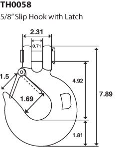 CURT 5/8" Safety Latch Clevis Hook (65,000 lbs.) 81920 - The