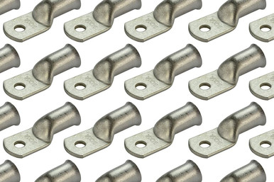 TEMCo 50-Pack 2/0 AWG Bare Copper Ring Terminals - 1/4 Inch Hole, Uninsulated