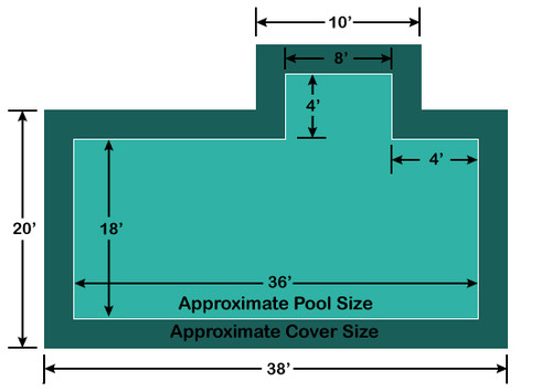 18' x 36' Rectangle with 4' x 8' Right 4' Offset Step Ultra-Loc III Solid In-Ground Pool Safety Cover