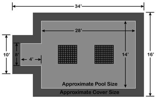 14' x 28' with 4' x 8' Center End Steps - Ultra-Loc III Solid Gray with Drain Panels In-Ground Pool Safety Cover