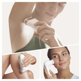 Epilator, Silk·épil 9, Rose Gold with 7 extras including shaver head, trimmer cap, and facial cleansing brush, SES 9-880