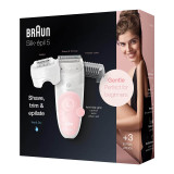 Epilator, Silk·épil 5, Flamingo Pink with 4 extras including shaver head and trimmer cap, SES 5-620
