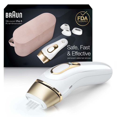 Braun Silk·expert Pro 5 IPL: Alternative to Laser Hair Removal with 4 Caps and Vanity Case, PL5347