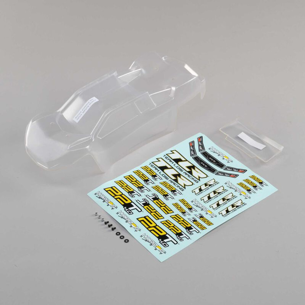 TLR Body Set, Clear, w/Stickers: 22T 4.0