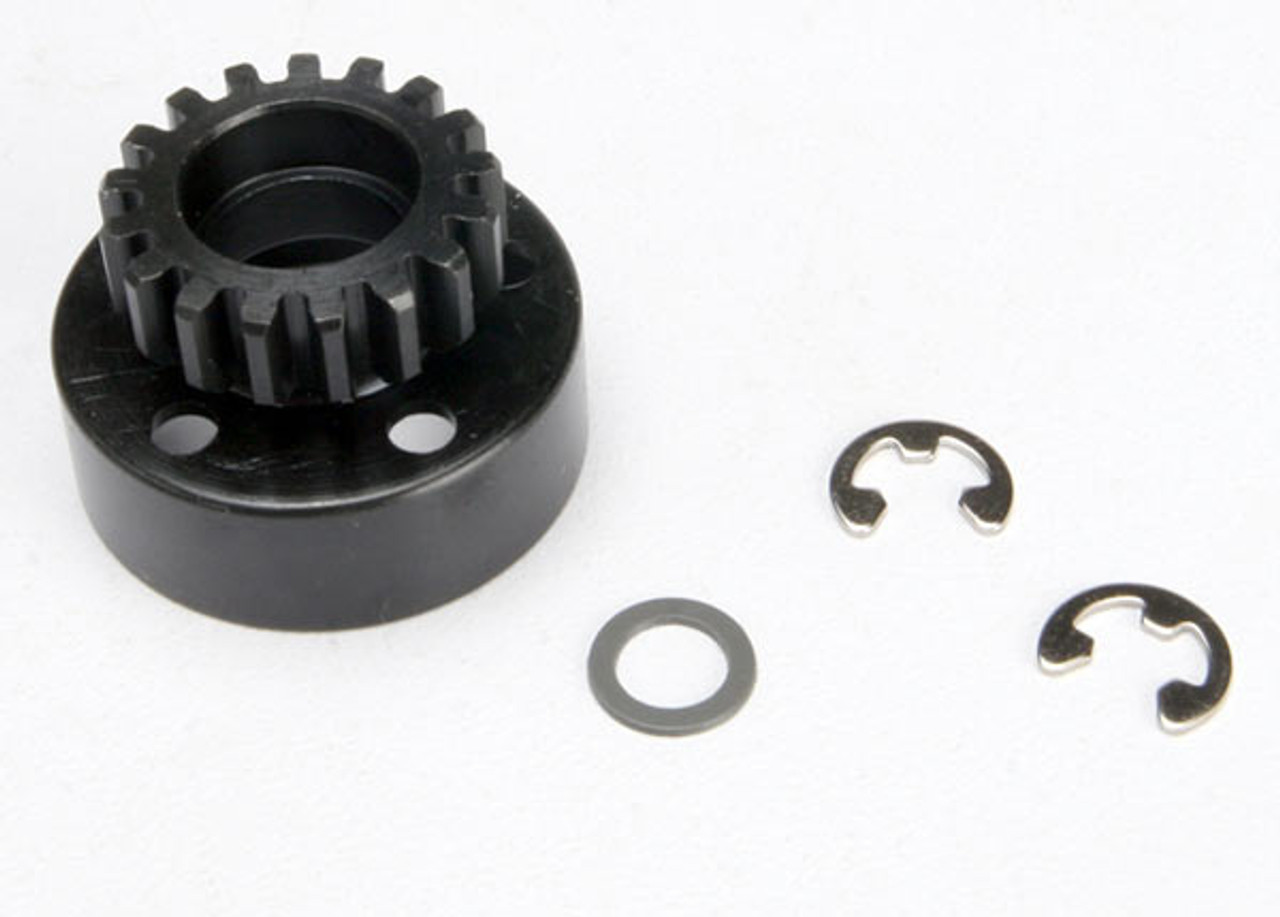 TRAXXAS Clutch bell (17-tooth)/5x8x0.5mm fiber washer (2)/ 5mm e-clip (requires 5x11x4mm ball bearings part #4611) (1.0 metric pitch)