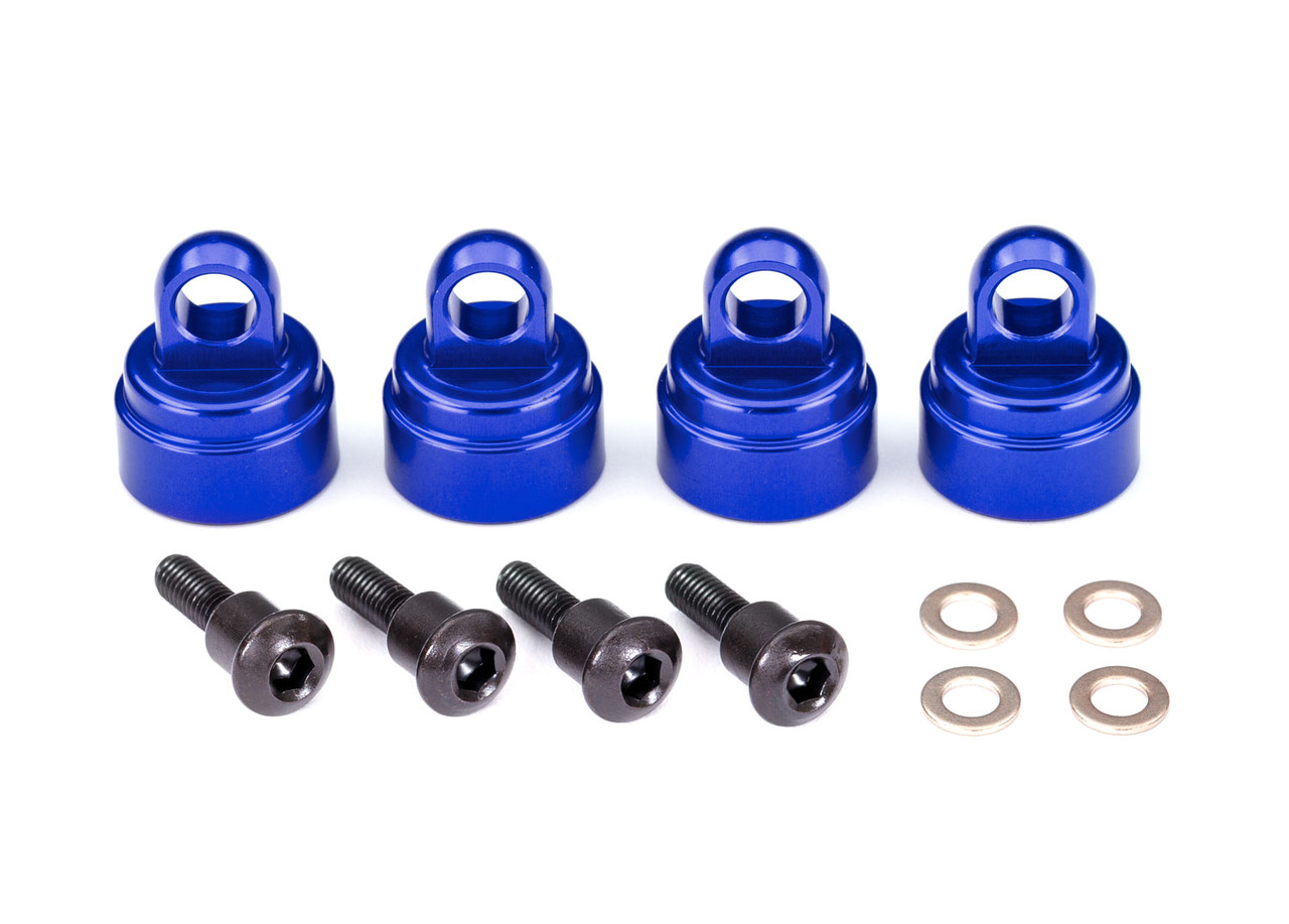 TRAXXAS ALUM SHOCK CAPS (4) BLUE ANODIZED (FITS ALL ULTRA SHOCK