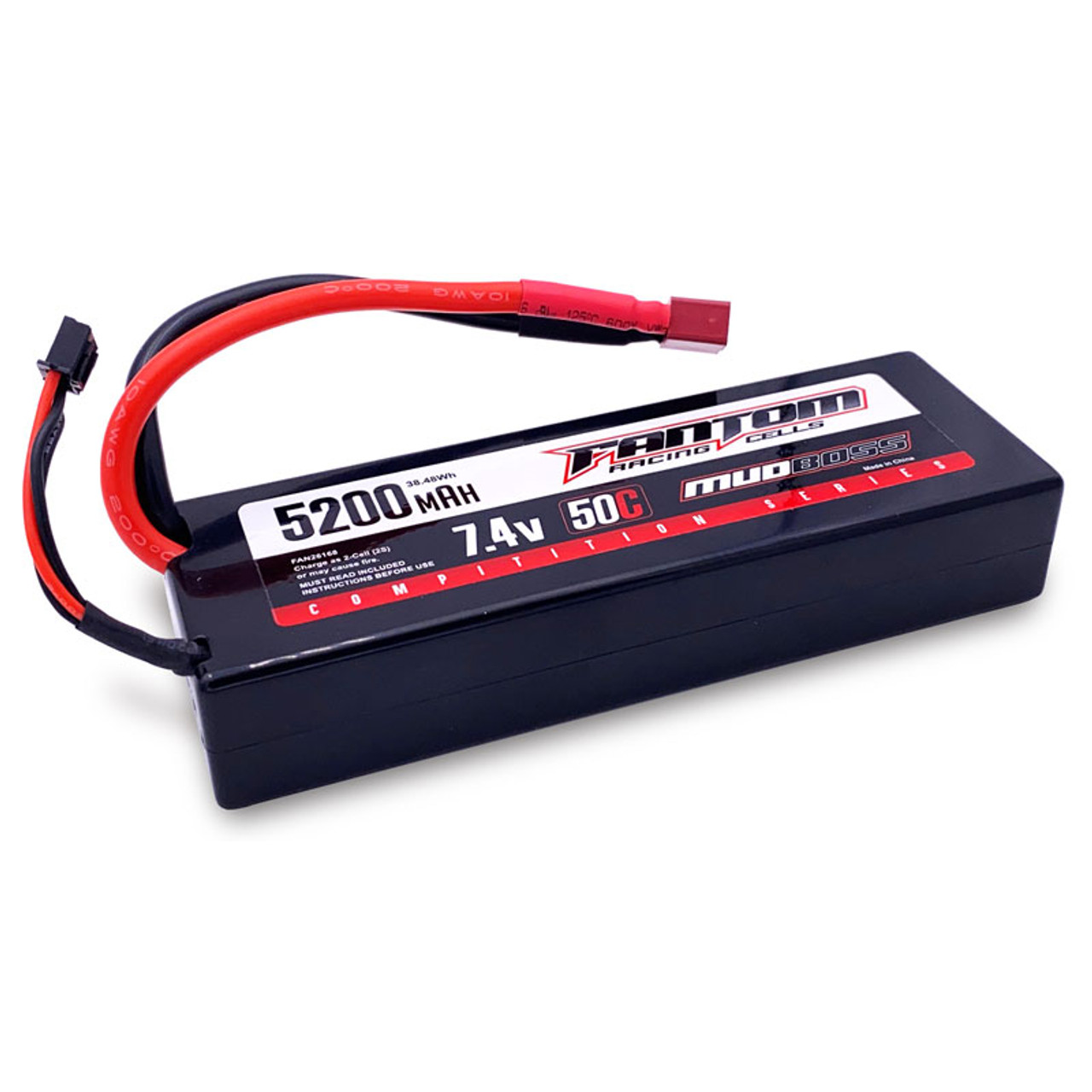 FANTOM 50C MUDBOSS COMPETITION SERIES LiPo – 5200mAh, 7.4v, 2-Cell, Deans Connector FAN26168D