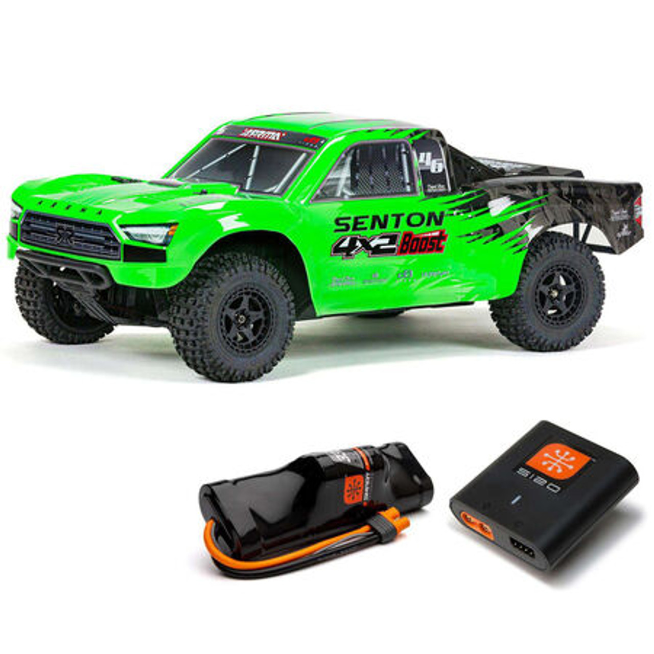 ARRMA 1/10 SENTON 4X2 BOOST MEGA 550 Brushed Short Course Truck RTR with Battery & Charger, Green ARA4103SV4T1
