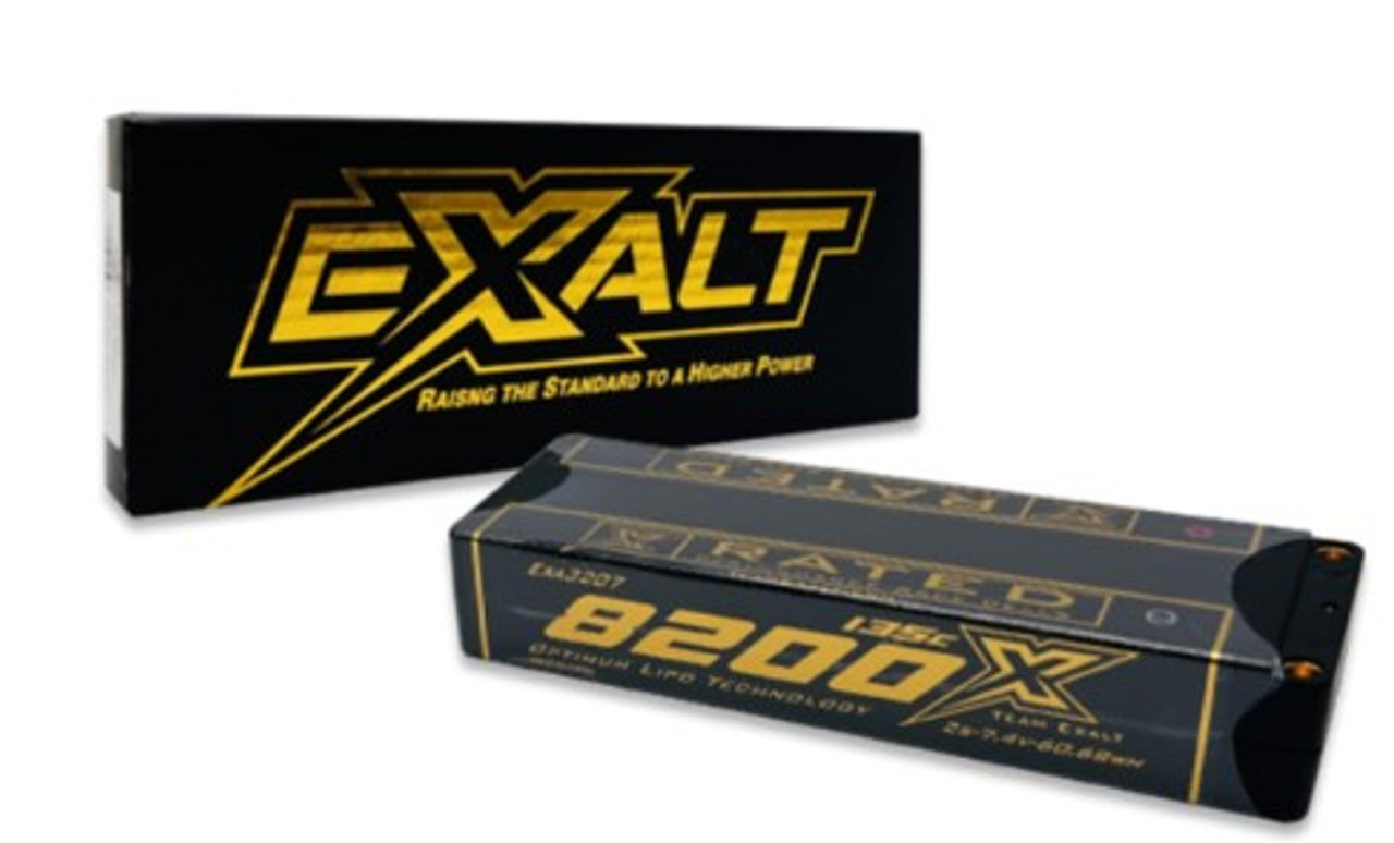 Exalt X-Rated 2S 135C Stick Hardcase Lipo Battery (7.4V/8200mAh) w/5mm Bullets EXA3207