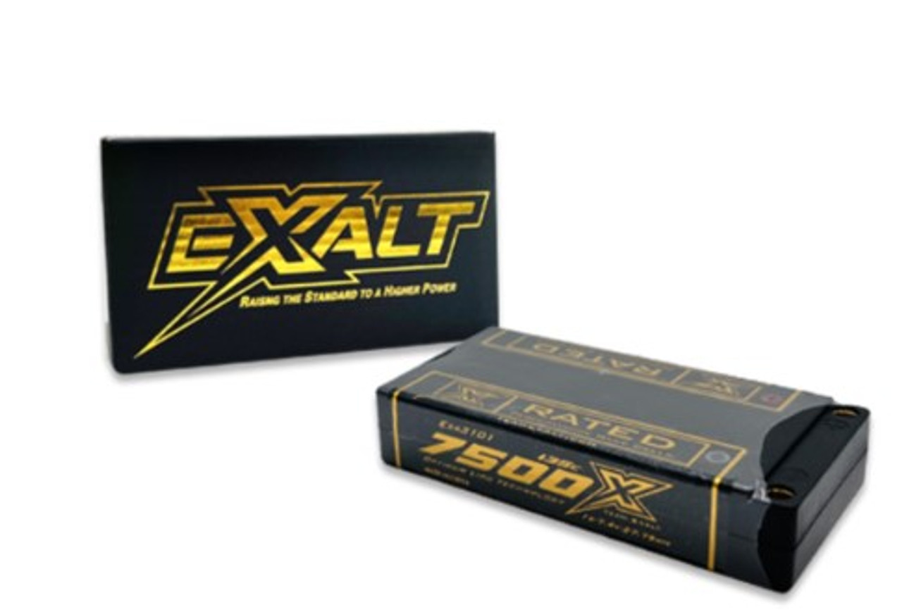 Exalt X-Rated 1S 135C Hardcase LiPo Battery (3.7V/7500mAh) w/5mm Bullets EXA3101