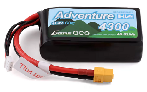 Gens Ace 3s LiHV LiPo Battery 60C (11.4V/4300mAh) w/XT-60 Connector