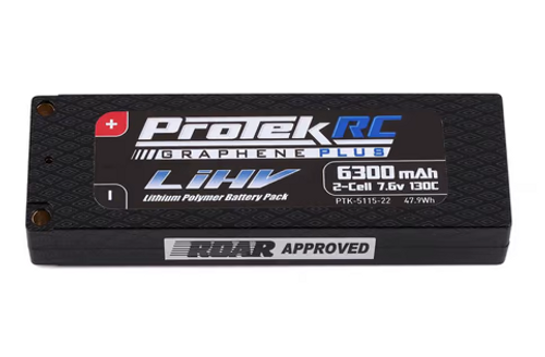 ProTek RC 2S 130C Low IR Si-Graphene + HV LCG LiPo Battery (7.6V/6300mAh) w/5mm Connectors (ROAR Approved)