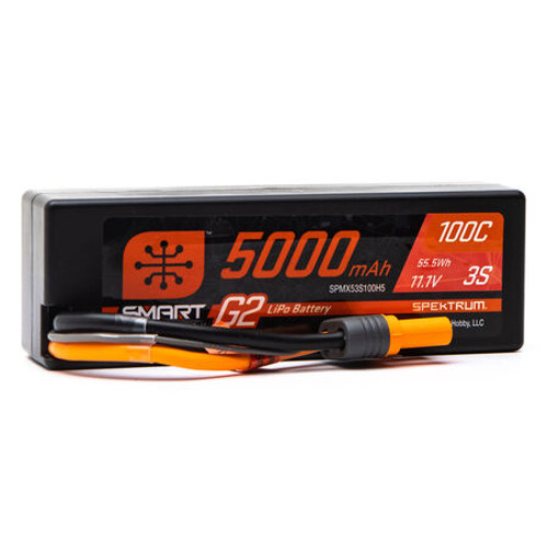 SPEKTRUM 11.1V 5000mAh 3S 100C Smart G2 Hardcase LiPo Battery: IC5