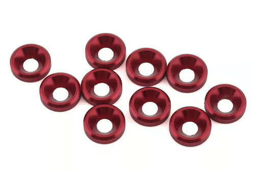 1UP Racing 3mm Countersunk Washers (Red) (10) 80339