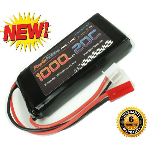 Powerhobby 2S 7.4V 1000mah 20c Lipo Battery with Jst Connector PHB2S100020JST