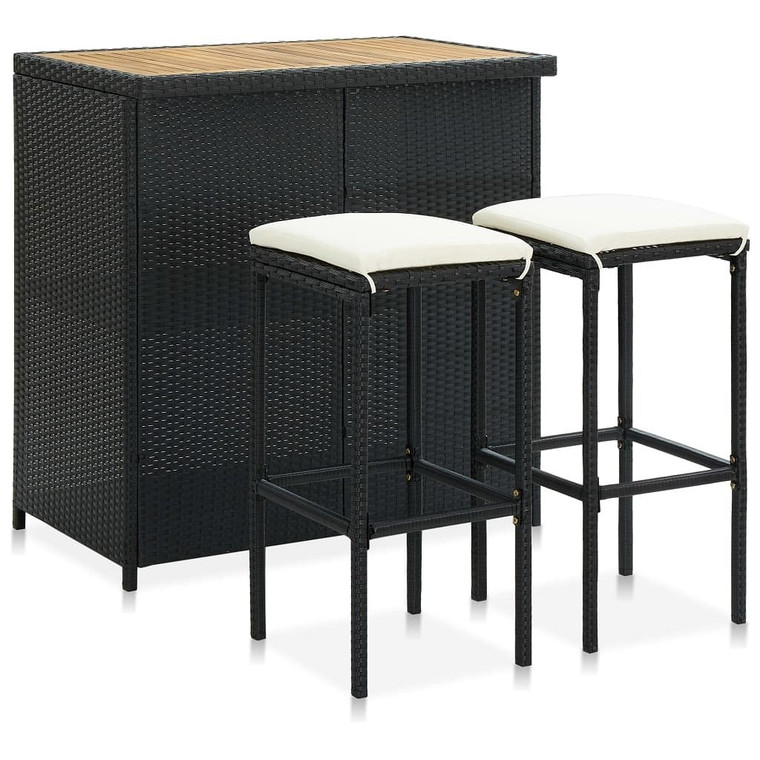  Bar Set Black PE rattan Standard Bar Set Rectangular A949-313473