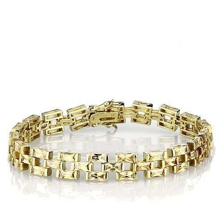 LOS601 - Gold 925 Sterling Silver Bracelet with AAA Grade CZ  in Champagne A874-LOS601