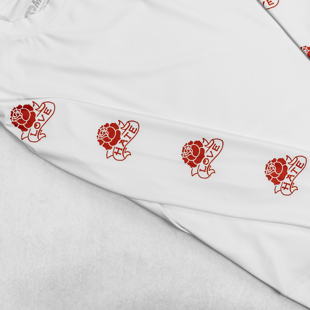 LOVE X HATE WHITE KIDS LS RASH GUARD